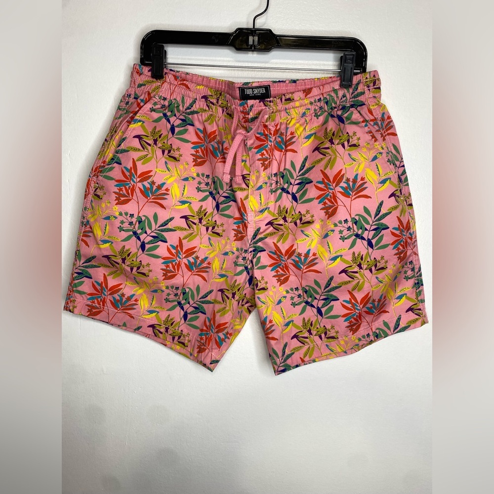 TODD SNYDER MENS Floral Pink Swim Shorts
